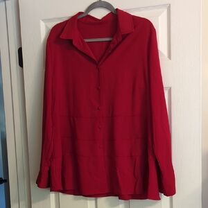 Elegant Scarlet Button-Down Women's Shirt